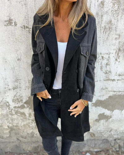 Sara - Denim camel mantel