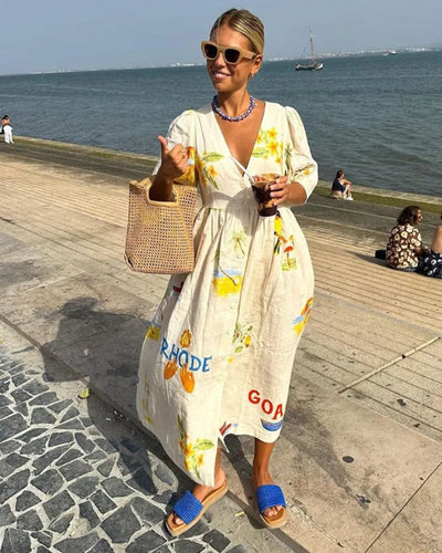 ANNI - Prinditud linane kleit