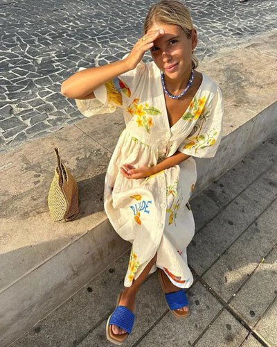 ANNI - Prinditud linane kleit