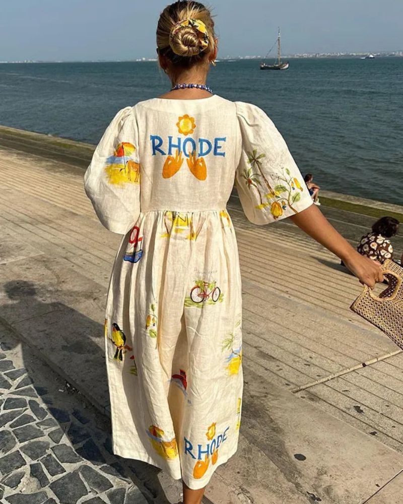 ANNI - Prinditud linane kleit