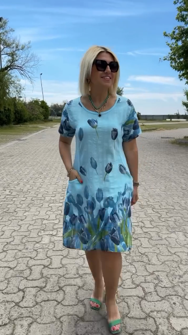 Neya™ - Suvine kleit ümmarguse kaelusega ja imelise mustriga