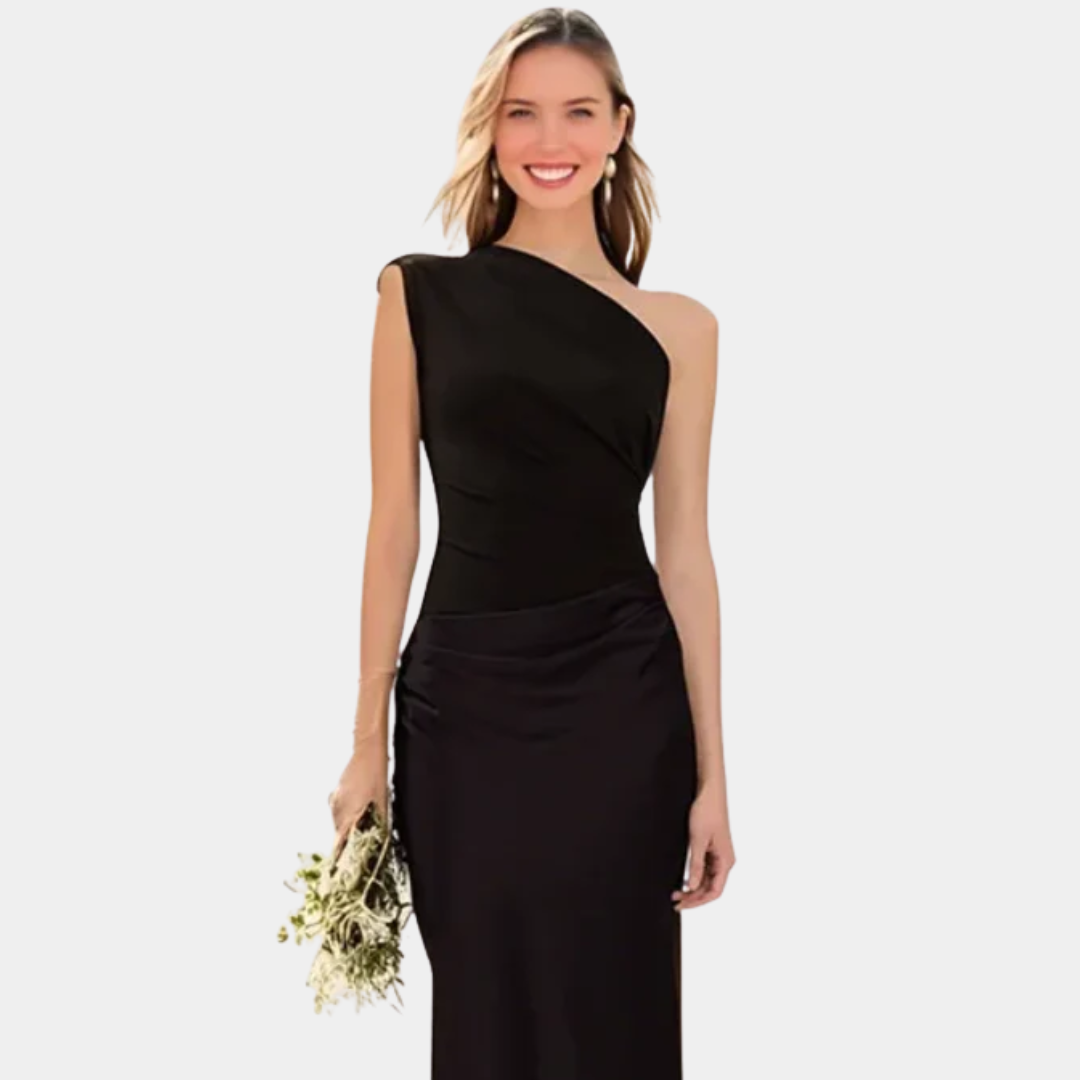 Aleida | Ühe õlaga satiinist maksikleit