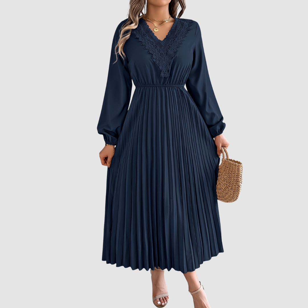 Rosalina | Pitsiline V-kaelusega A-lõikeline kleit