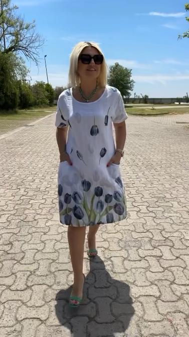 Neya™ - Suvine kleit ümmarguse kaelusega ja imelise mustriga