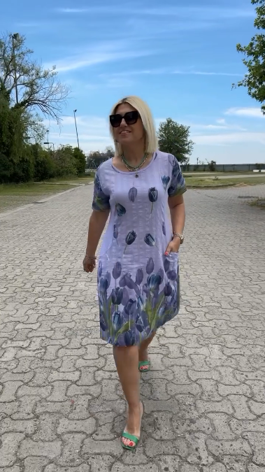 Neya™ - Suvine kleit ümmarguse kaelusega ja imelise mustriga