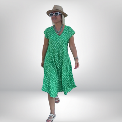 Leonie – V-kaelusega kleit ja lõdva siluetiga