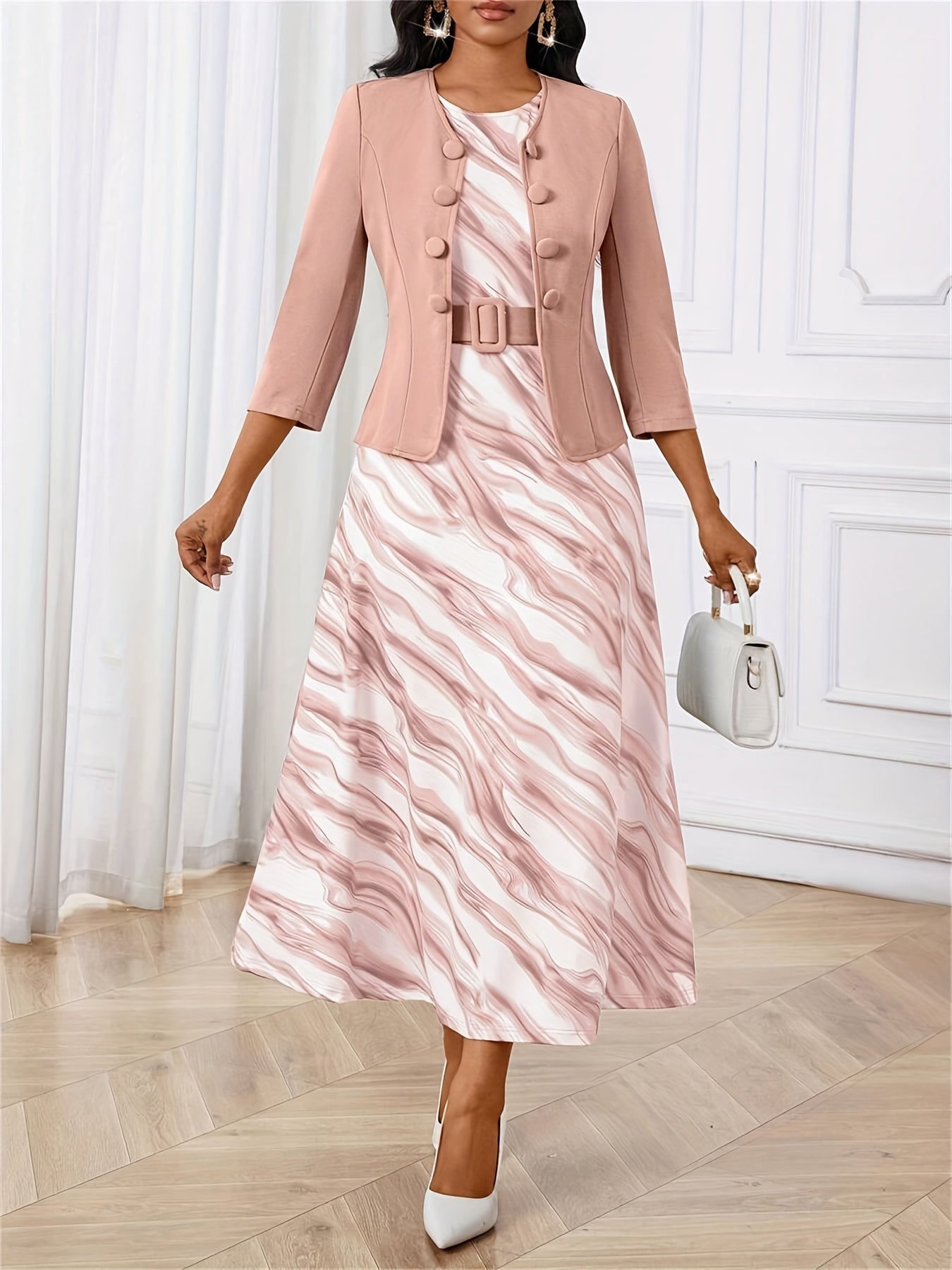 Amelia | Trükimustriga vööga kaheosaline komplekt