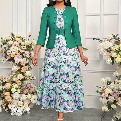 Amelia | Trükimustriga vööga kaheosaline komplekt